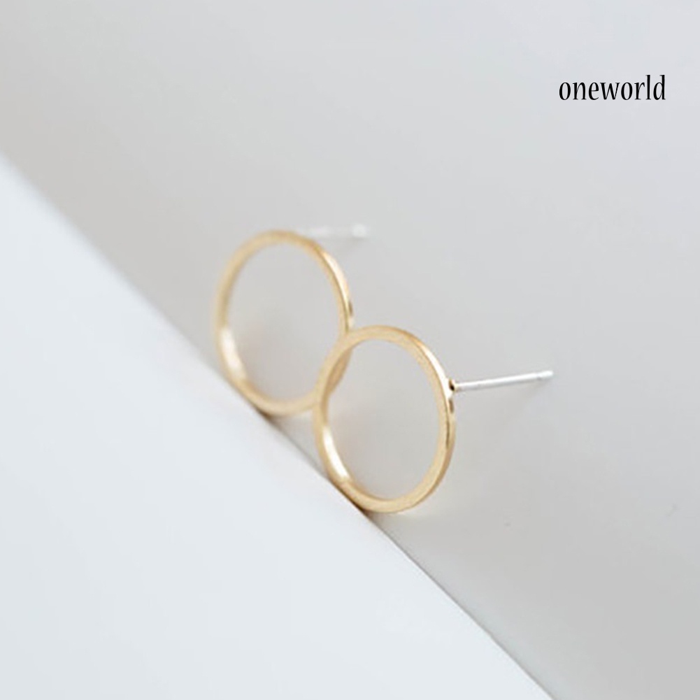 OW@ Fashion Simple Hollow Circle Charm Ear Stud Earrings Women Party Jewelry Gift