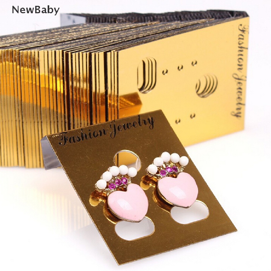 NewBaby 100X Gold Professional Type Plastic Earring Ear Studs Holder Display Hang Cards, ID