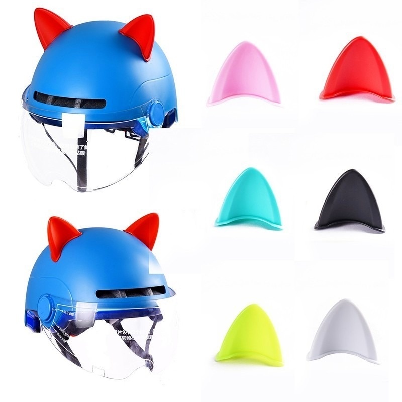 Stiker Dekorasi Helm Motor / Mobil / Motocross Elektrik Universal Bentuk Telinga Kucing