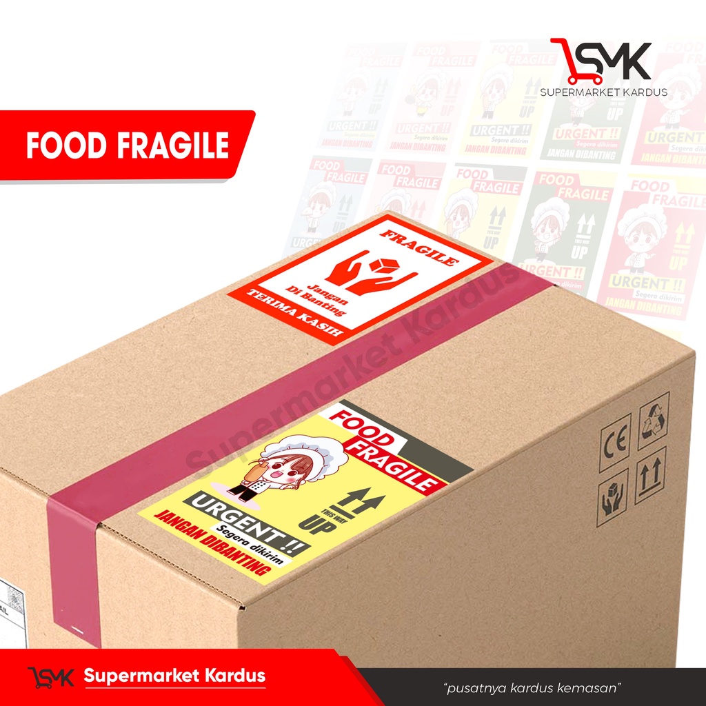 Sticker FRAGILE "Food Fragile" cuttingsticker/stickercustom-supermarket kardus