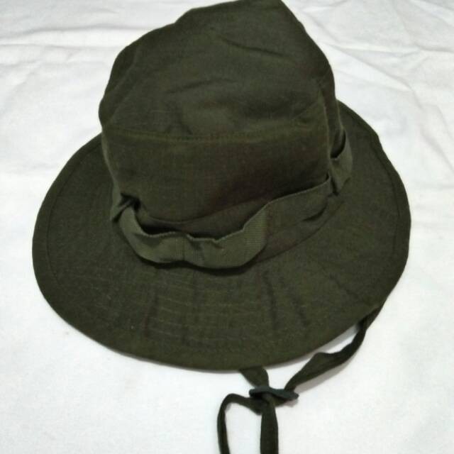 Topi Rimba Outdoor Hitam,Hijau Polos non Bordir/Perekat