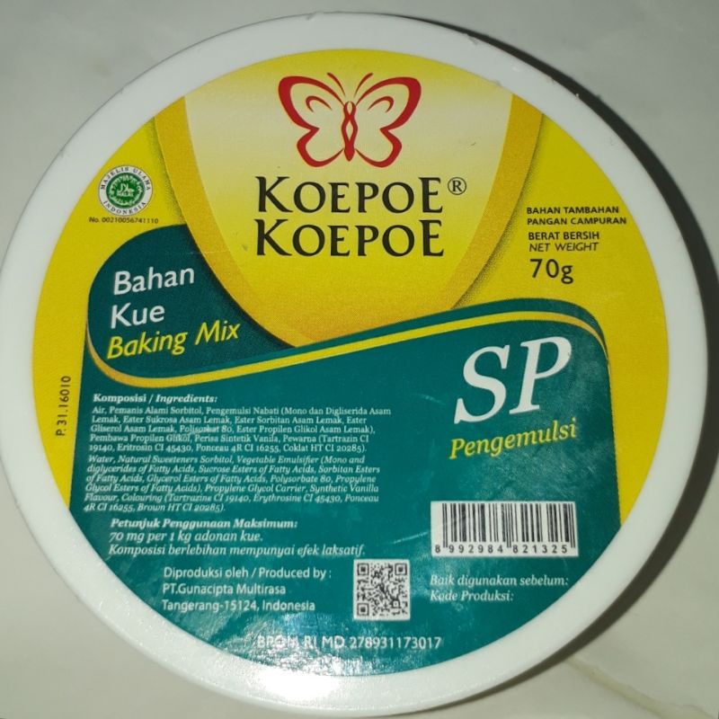 

SP pelembut adonan kue merk koepoe-koepoe