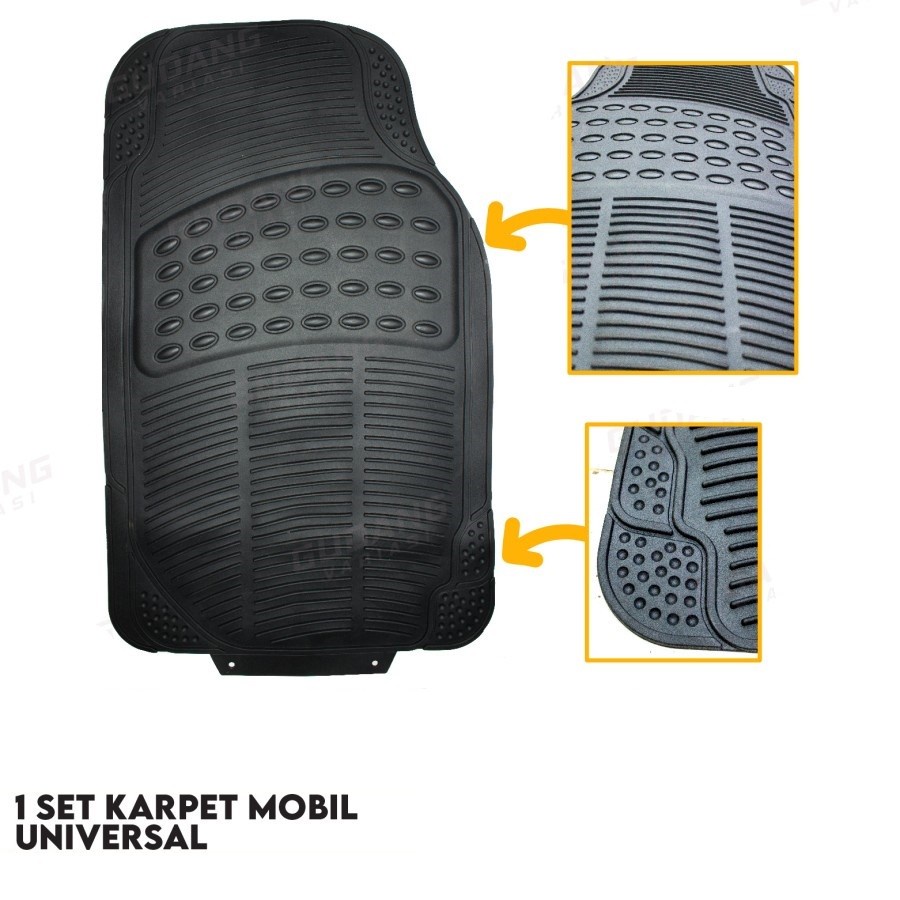 Karpet Karet Mobil 3 pcs Warna Hitam