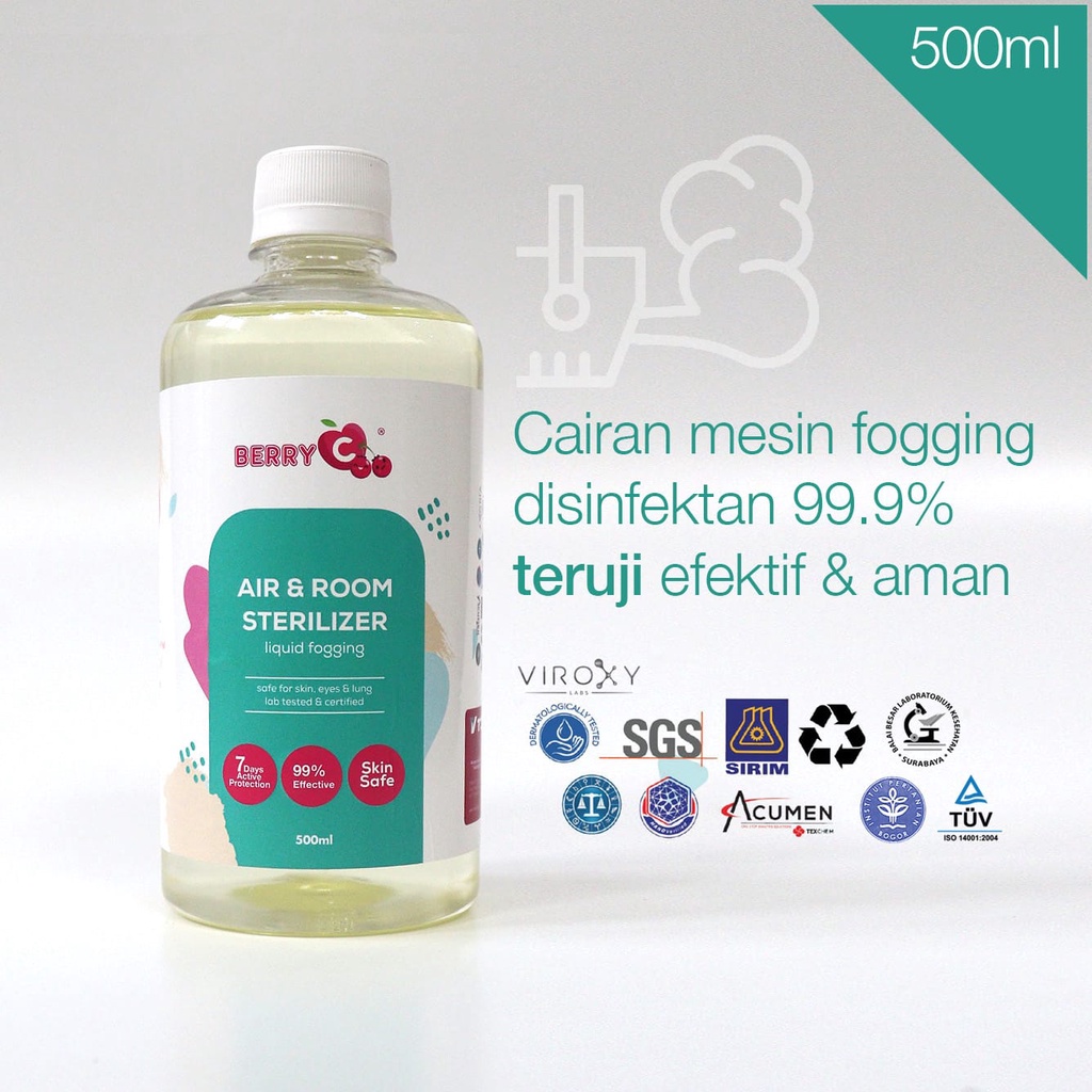 BERRY C MESIN FOGGING BerryC LIQUID FOGGING FOG 500ML ROOM &amp; AIR SANITIZER STERILIZER 500 ML BPOM DISINFECTANT DESINFEKTAN RUANGAN WITH ACTIVE PROTECTION &amp; MOSQUITO REPELLENT REPELLANT ANTI NYAMUK VIRUS KUMAN FUNGI JAMUR BAKTERI VIRAL