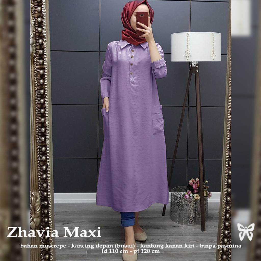 HOPYLOVY - Long Tunik bahan Moscrepe Kekinian Zhavia