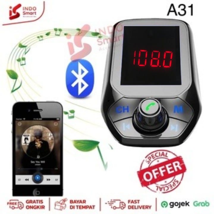USB Bluetooth Mobil / Modulator Bluetooth Mobil / FM Transmitter / Charger Car LED MP3 Dual USB Port