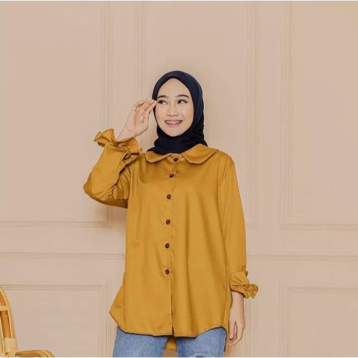 Rin Blouse Korean Basic Kemeja Mat Shakila Charla Stretch/ Fashion Outfit OOTD/ Pakaian Wanita Remaja Dewasa Model Terbaru Kekinian/ Ukuran Lengkap Normal Reguler Besar Kecil Jumbo Gede Oversize/ Size Kumplit S M L XL XXL/ LD 92 98 104 110 120 Berkualitas