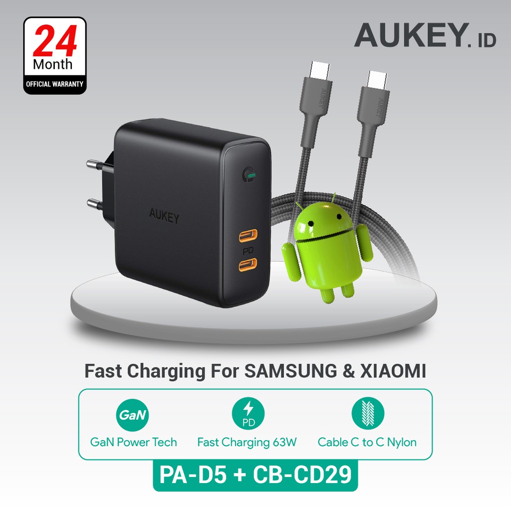 Aukey Charger PA-D5 + Aukey Cable CB-CD29