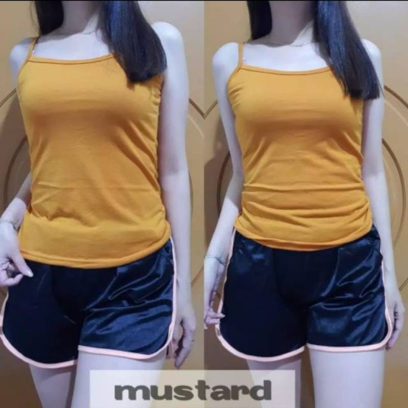 SINGLET TALI/TANKTOP TALI L&XL/ SPANDEK SOFT/TANKTOP/DALAMAN SINGLET-Mustard