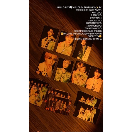 SHARING PC STIKER WAY V KICK BACK//Kun//Ten//Lucas//Ciaojun//Hendery//Yangyang