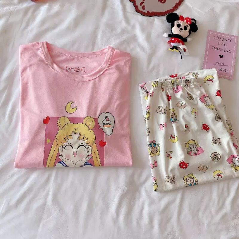 SAILOR MOON PAJAMA KAWAII USAGI PINK SHORT SLEEVE