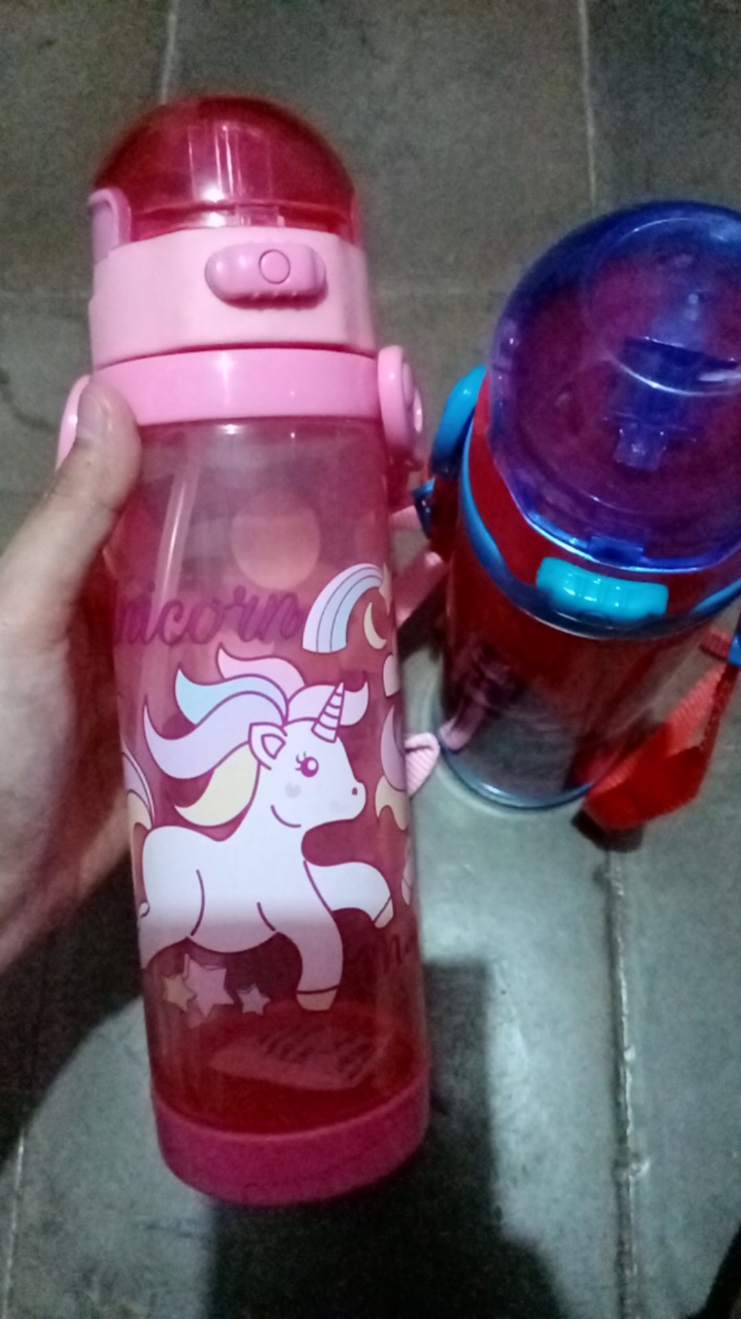 New !! Botol Minum Karakter Anak Klip Water Bottle Sekolah Lol/ponny/captain America/batman Npc600