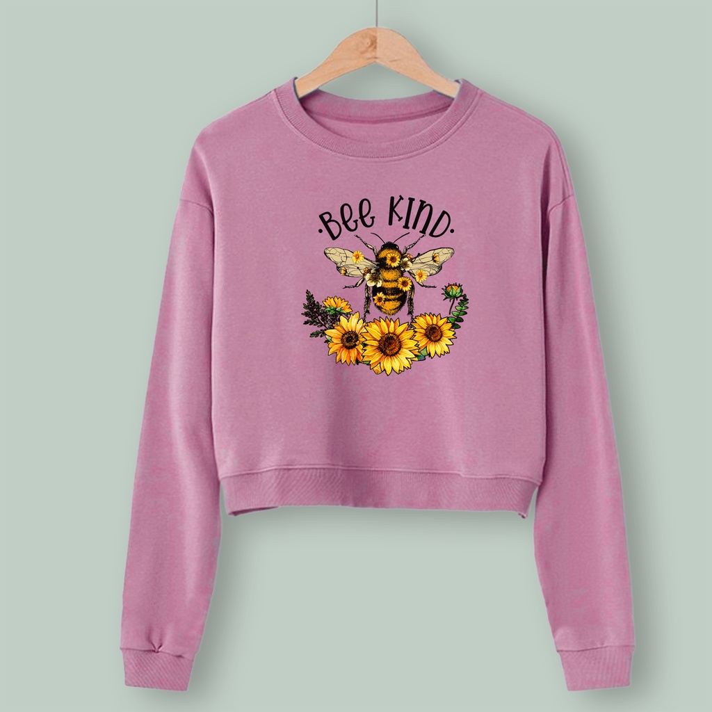 Sweater croope wanita BEE KIND baju crop cewek murah