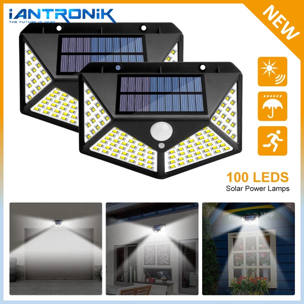 SML-4S Lampu Solar Panel 4 Sisi 100 LED Outdoor - Sesor Gerak Otomatis