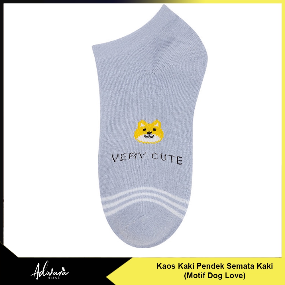 Kaos Kaki Wanita Pendek Semata Kaki Motif Biru Dog Love