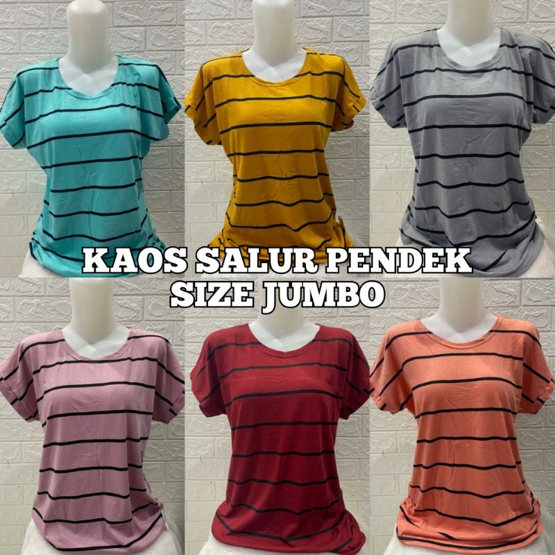 Kaos Wanita Salur Lengan Pendek Eles Premium