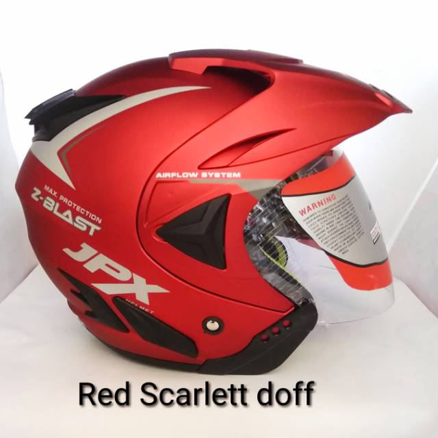 Helm jpx z-blast solid red Scarlett doff 2 visor original