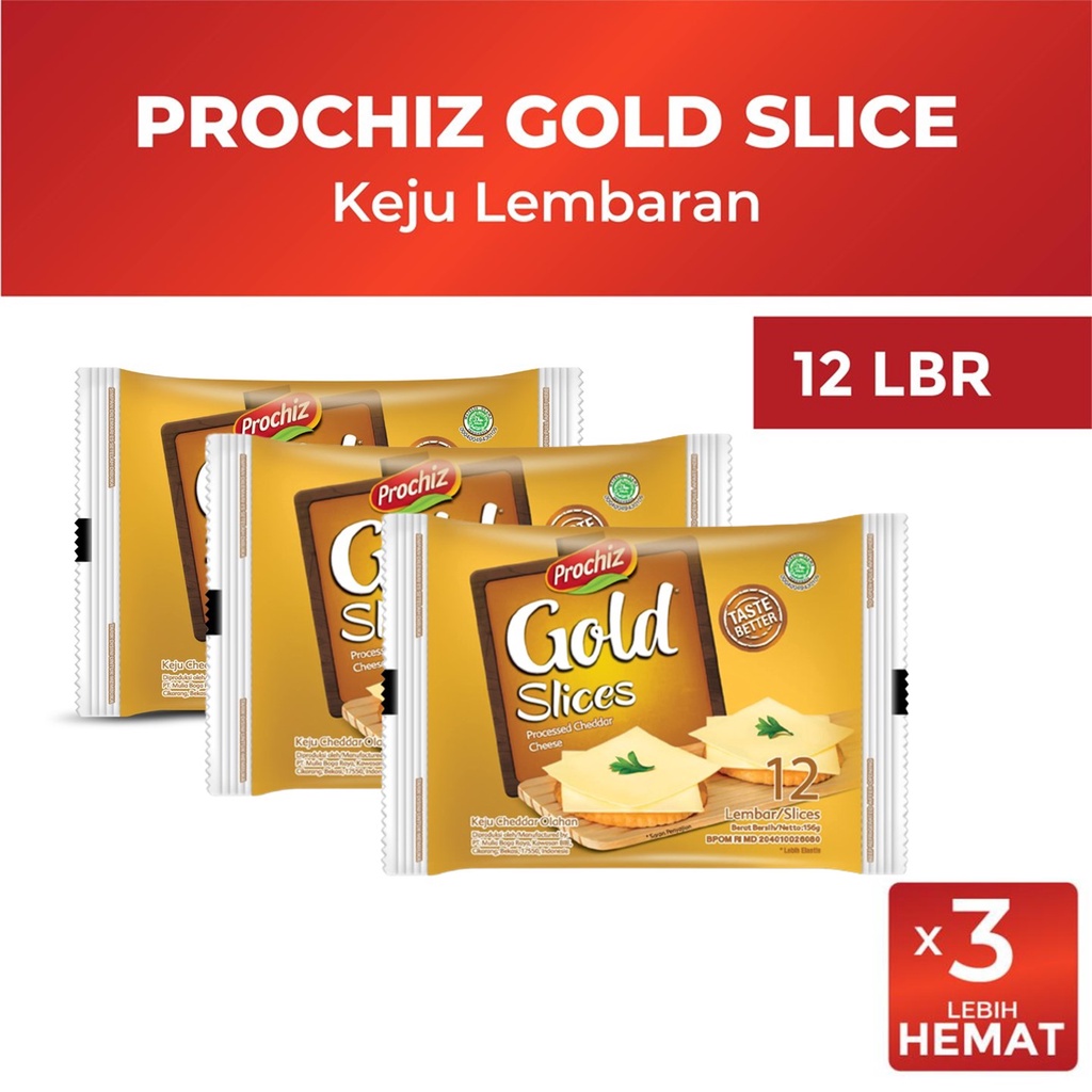 

Keju PROCHIZ Gold Slices 12's x3 Promo Snack