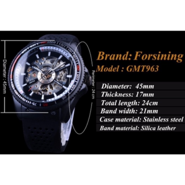 Jam Tangan Pria Automatic Transparan Sporty Luxury Rubber Silikon Strap Bezel Bisa Diputar