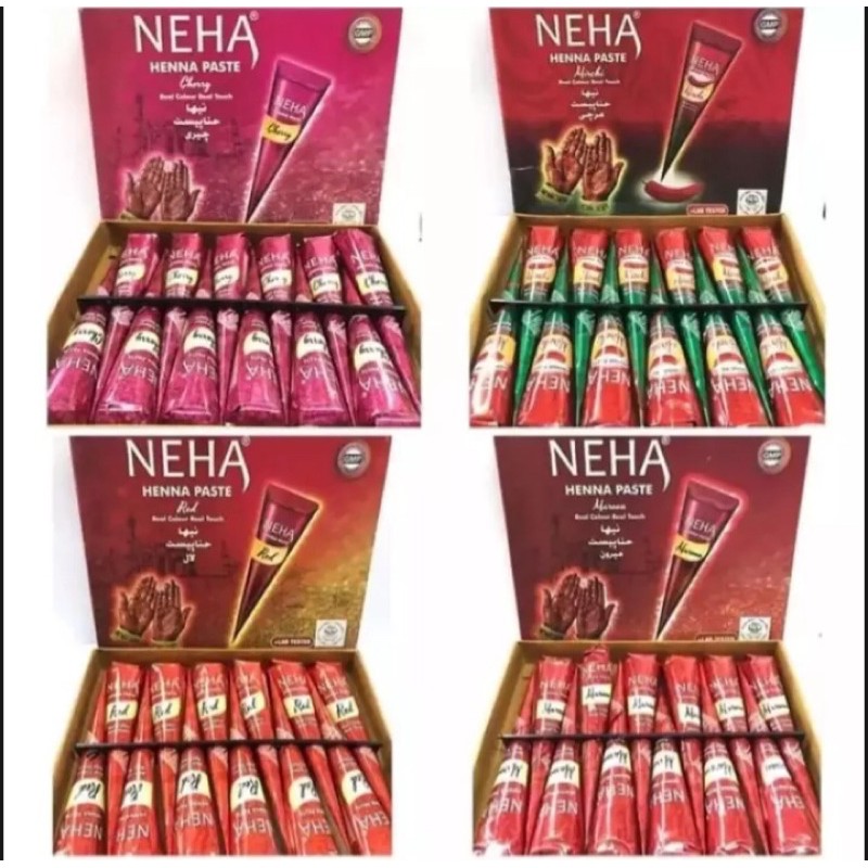 [ Lusinan ] 12 Pcs Neha Henna Paste Colour BPOM / Henna Maroon