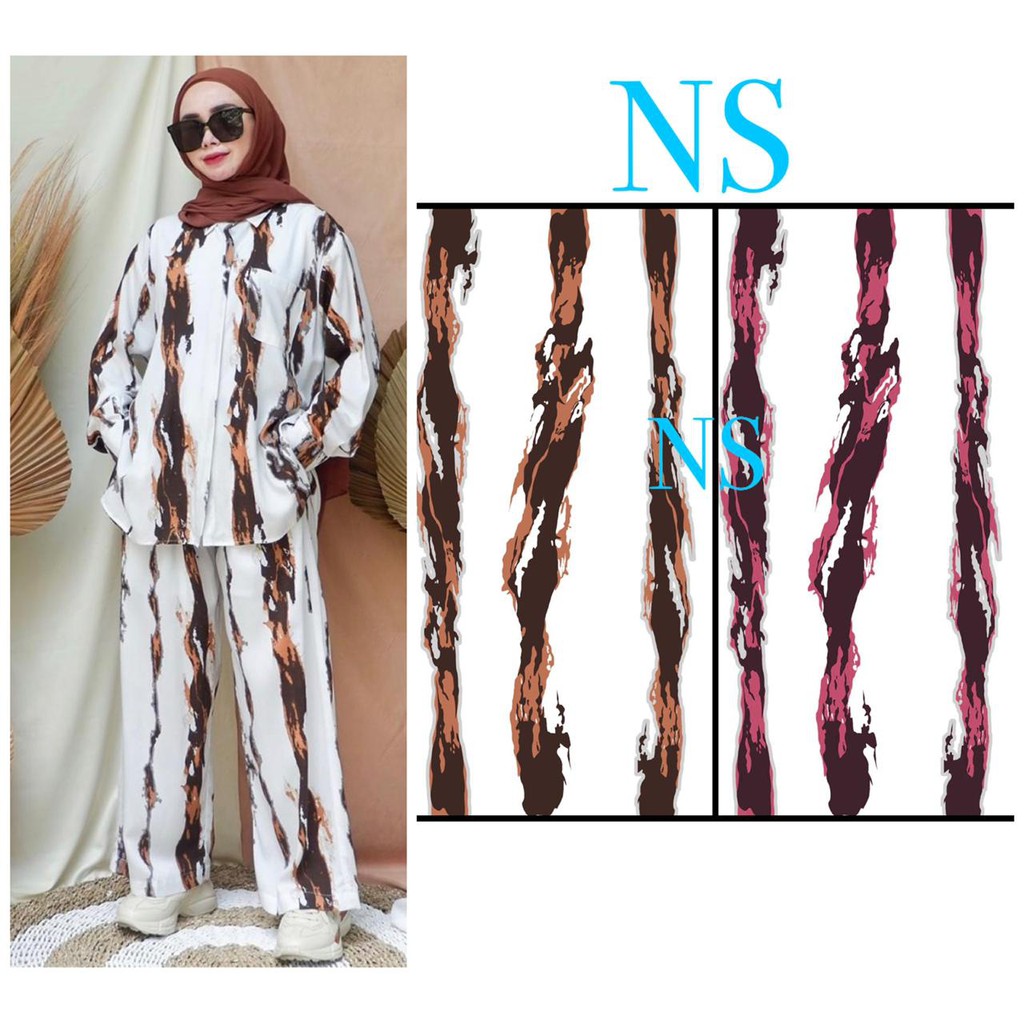 PROMO SETCEL GARIS MOTIF KAYU//SETELAN RAYON