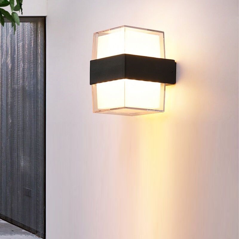 Lampu Dinding 2 Arah Kotak Bulat  Minimalis Lampu Hias Pilar Outdoor Waterproof (Sudah Termasuk Lampu)