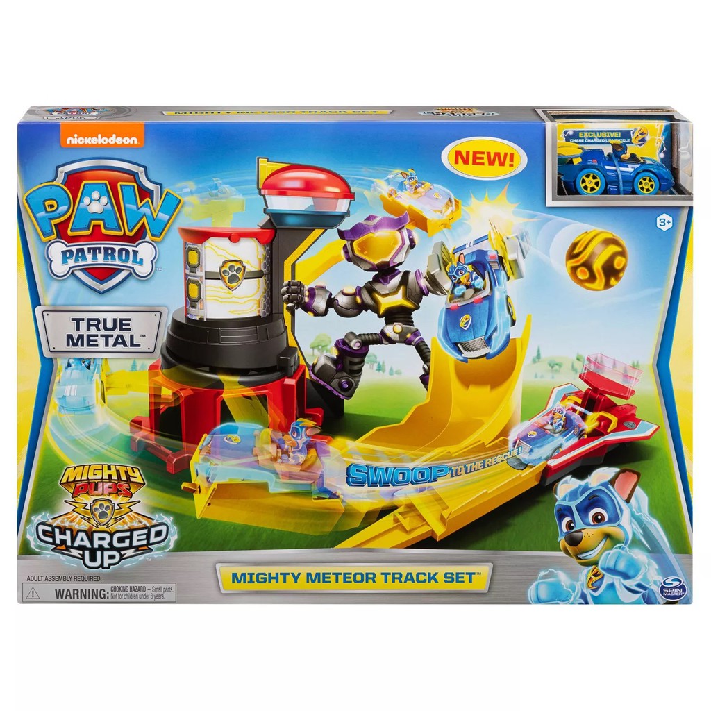 PAW PATROL Mighty Pups Charged Up True Metal Mighty Meteor Track Set