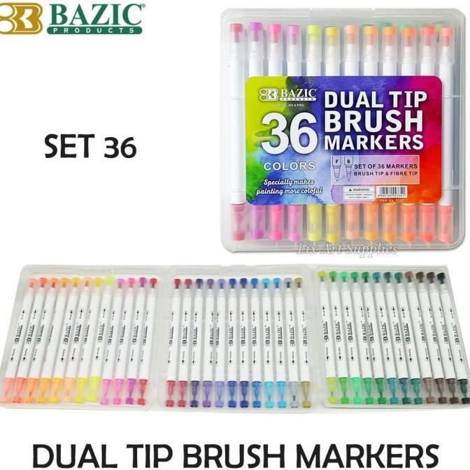 

BAZIC Dual Tip Brush Pen Set 36 Colors