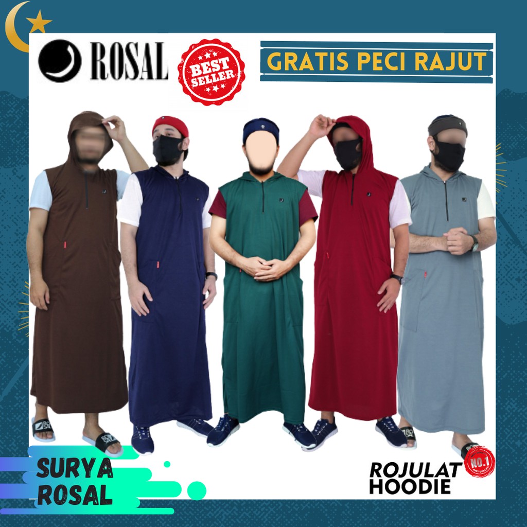 ROMPI ROJULAT HOODIE - ROMPI JUBAH SHALAT BY ROSAL - GAMIS KAOS KUPLUK PAKAIAN MUSLIM PRIA BAJU GAMI