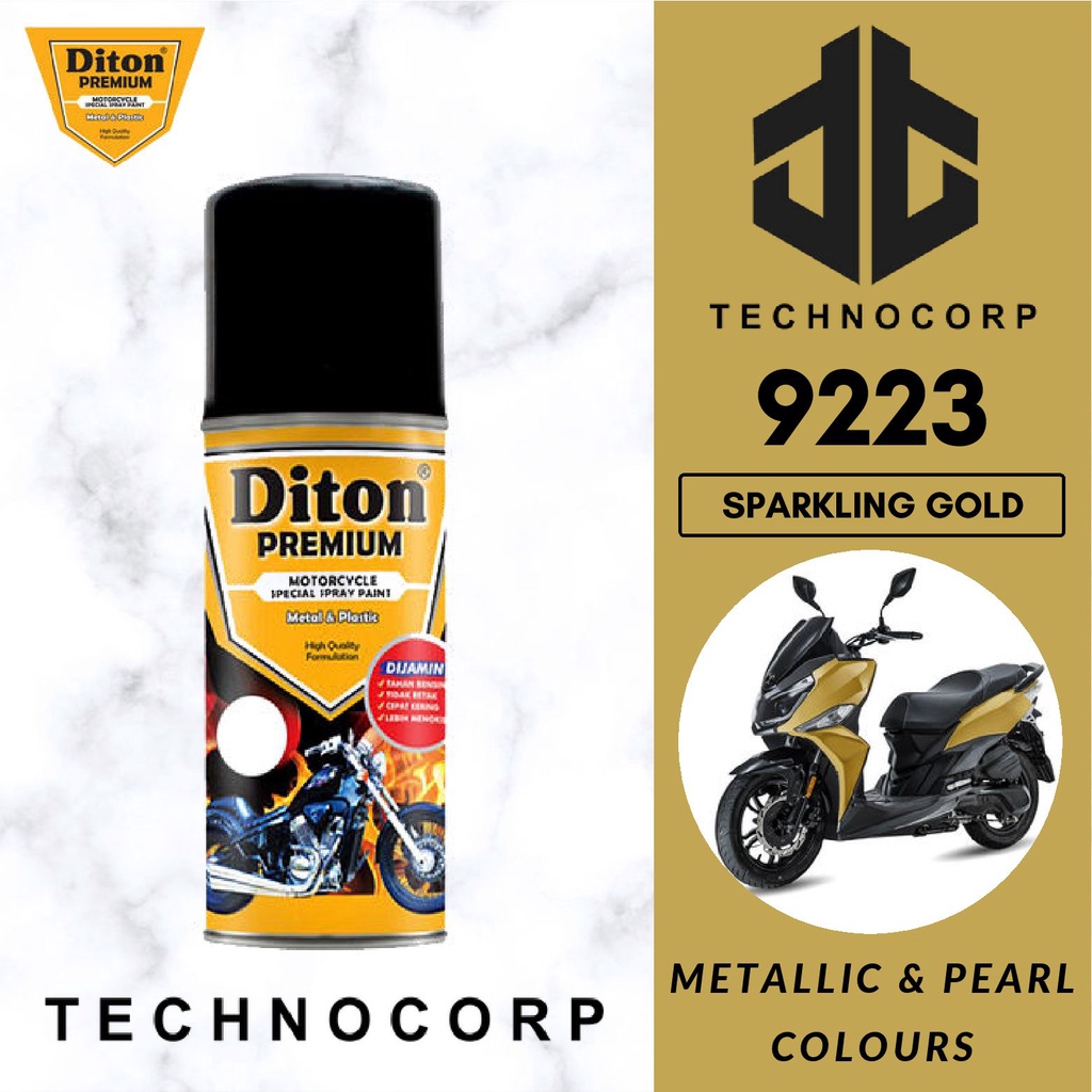 

Cat Semprot DITON PREMIUM 9223 SPARKLING GOLD / 24K GOLD EMAS METALLIC