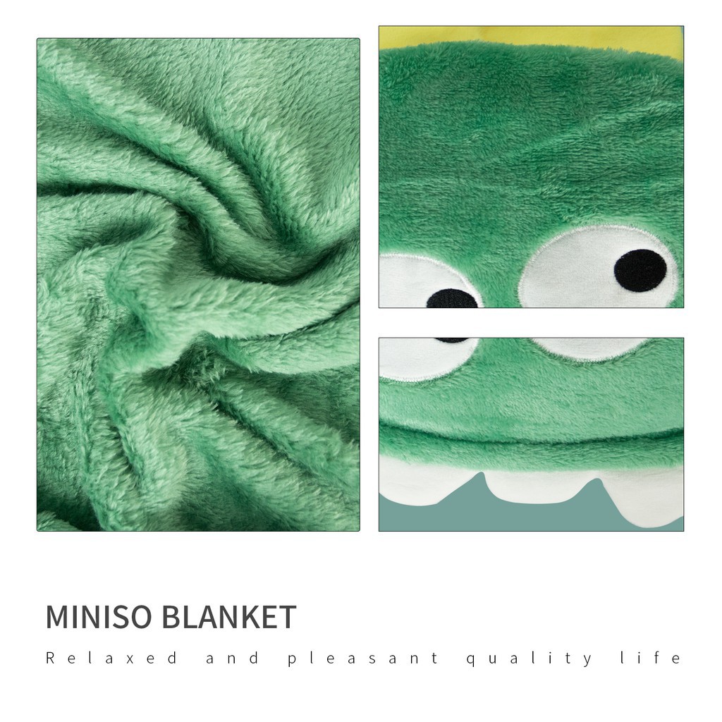 Miniso Selimut Lucu dengan Hoodie Selimut rekreasi kantor Tetap hangat Tidur sebentar selendang-4
