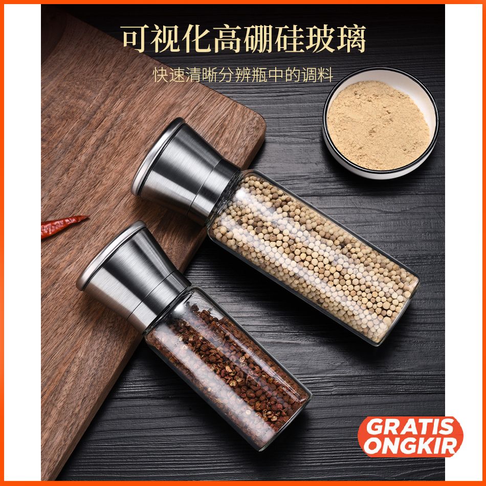 Penggiling Biji Lada Manual Spice Pepper Mill Grinder 270ml SS304