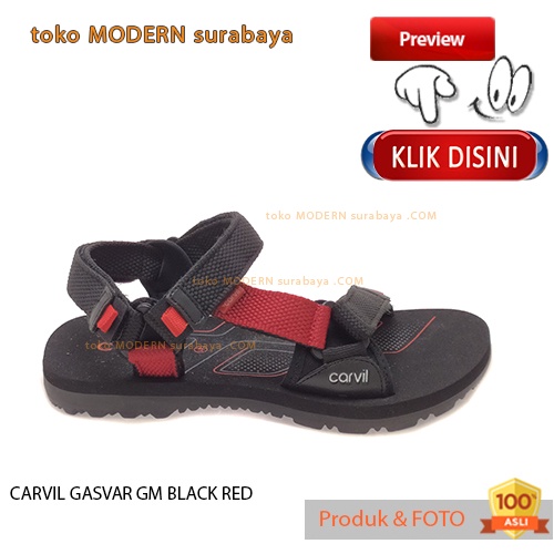 CARVIL GASVAR GM BLACK RED sandal pria casual sandal gunung slide