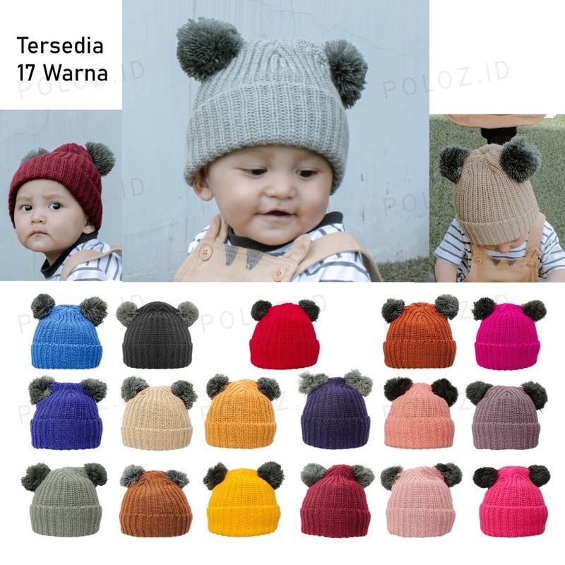 Topi Rajut POLOS POM”2/ Topi kupluk pom&quot;2