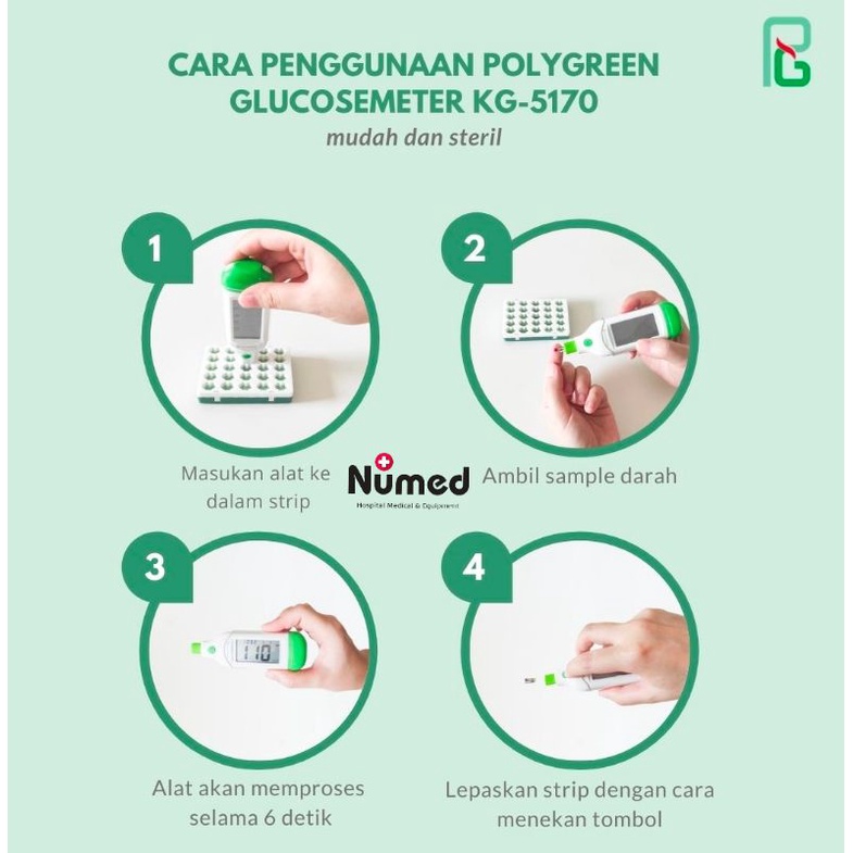 Cek Gula Darah Mandiri Glucometer Original Polygreen KG-5170 / Blood Glucose Meter