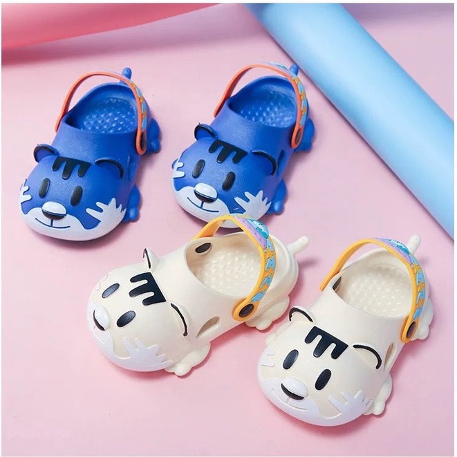 [littlecrab] Sandal Anak Harimau Sandal Crocs Anak Motif Harimau Tiger Baby Kids Shoes High Quality Biru Kuning Pink Cream Berkualitas Anti Slip Kualitas Tinggi Korean Style