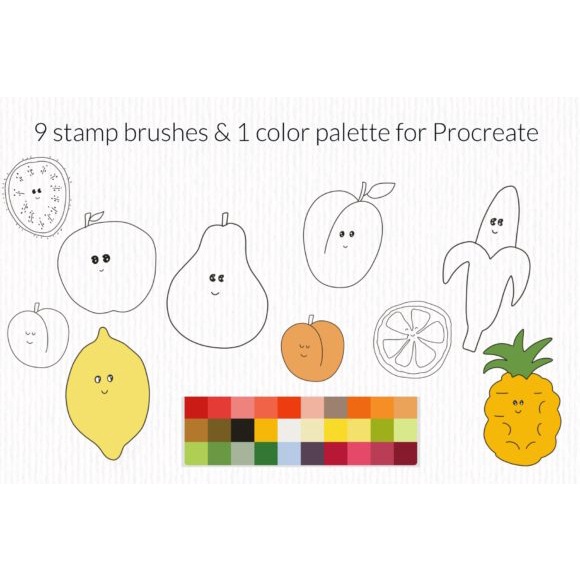 Procreate Brush - Cute Fruit &amp; Berries Procreate Stamps