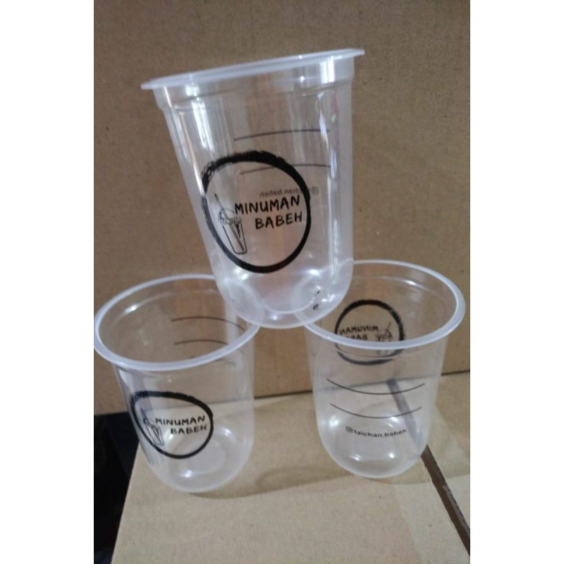 sablon gelas plastik cup oval 16 Oz 8gram Minimal @1000cup