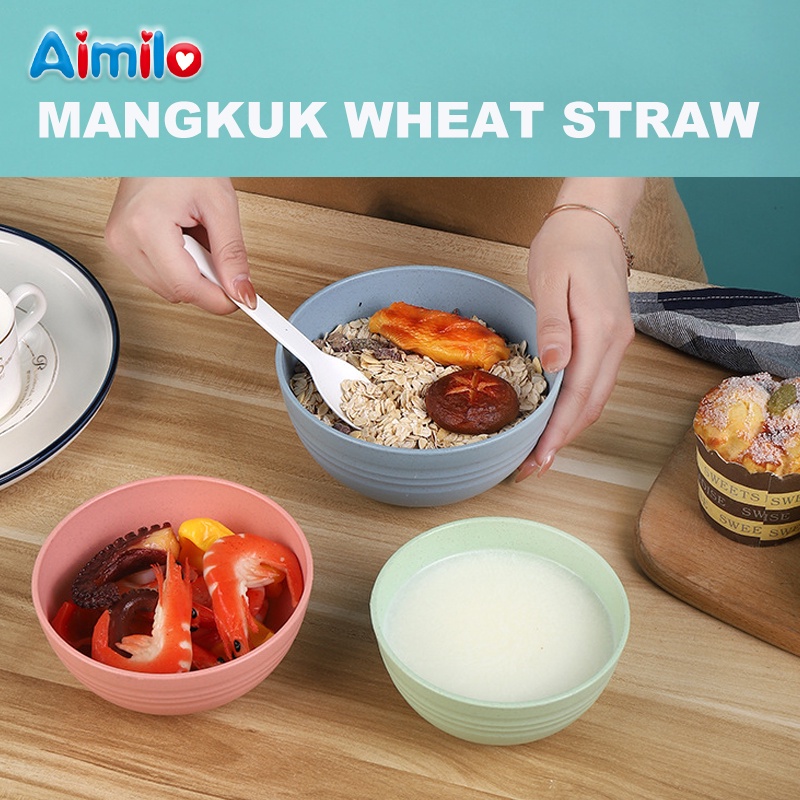 Mangkok Wheat Straw Bowl | Mangkuk Plastik Microwave Warna Warni | Gandum Kokoh BPA Free | Wheat Straw Bowl | Colorful Microwave Plastic Bowls