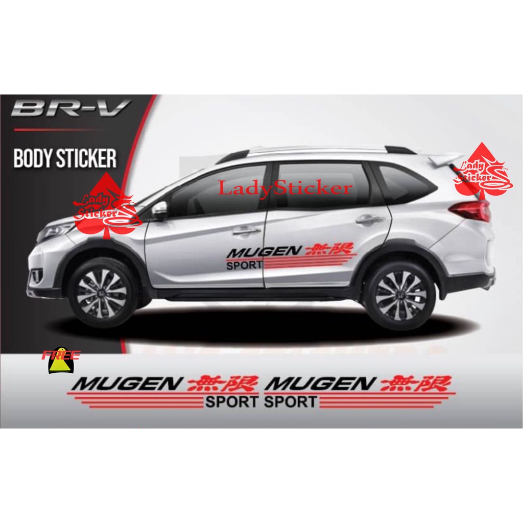Sticker mobil mugen brv sticker stiker mobil honda brv jazz brio crv hrv body motif mugen sporr