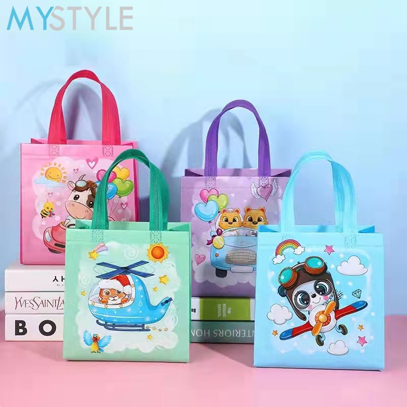 HAPPY TIME GOODIE BAG DX23 (1 LUSIN WARNA RANDOM) ANEKA GAMBAR KARAKTER LUCU ULANG TAHUN HAPPY BIRTHDAY TAS KARUNG PLASTIK SOUVENIR