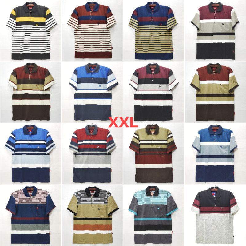 Kaos Kerah Salur Saku Pria Dewasa Lengan Pendek adriano size XXL