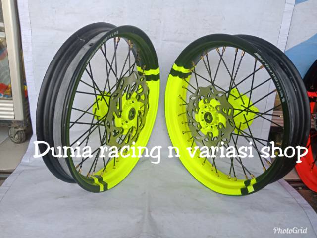 Velg Supermoto CRF 150 300 350 ring 17 Lebar Sumo Tromol CRF jari jari sama piringan dan dirakit