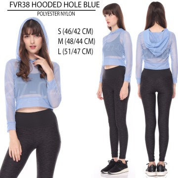 Atasan Olaharga Crop Hoodie Wanita (FVR38 HOODED HOLE)-2