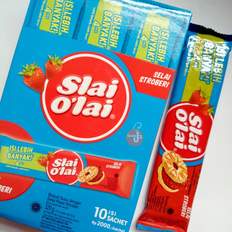 

Slai Olai Slai O'lai Biskuit Stroberi Strawberry Blueberry Nanas Mayora Box Isi 10 bungkus