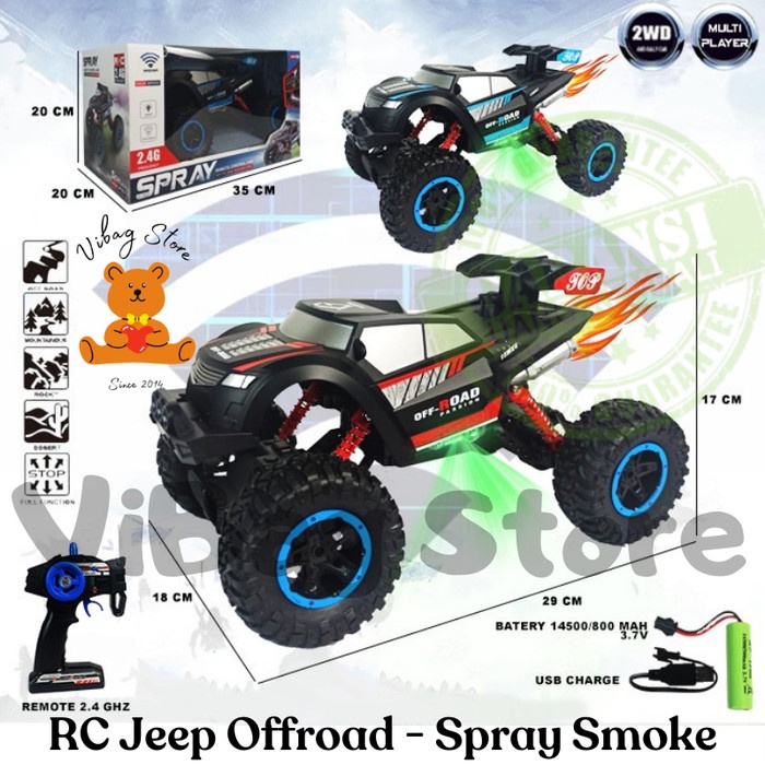 RC Jeep Offroad Sporty Smoke Spray Asap Tahan Air Besar RDR1184
