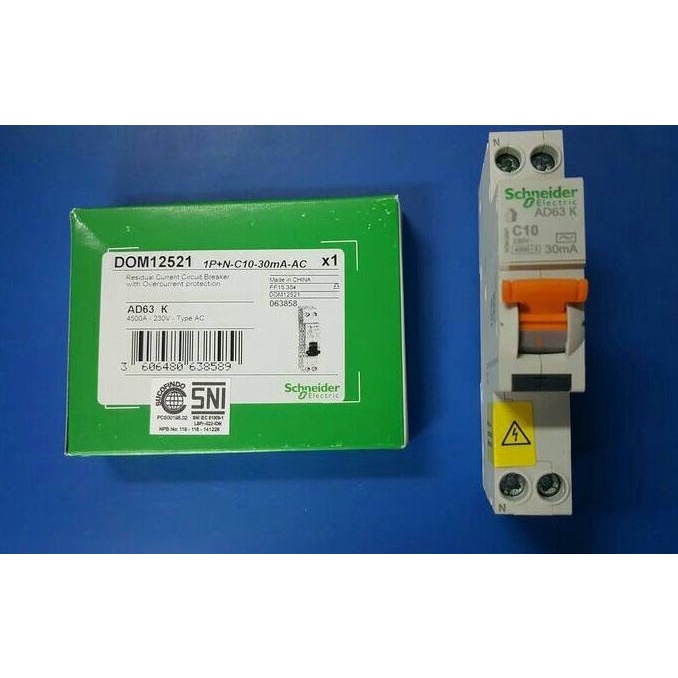 schneider RCBO SLIM DOMAE 1P+N 10A 3MA/RCBO SLIM DOMAE schneider