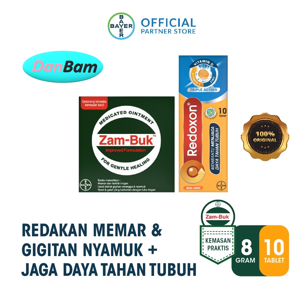 Zambuk Obat Luar 8 gr &amp; Redoxon Vitamin C, D &amp; Zinc Rasa Jeruk 10 Tablet