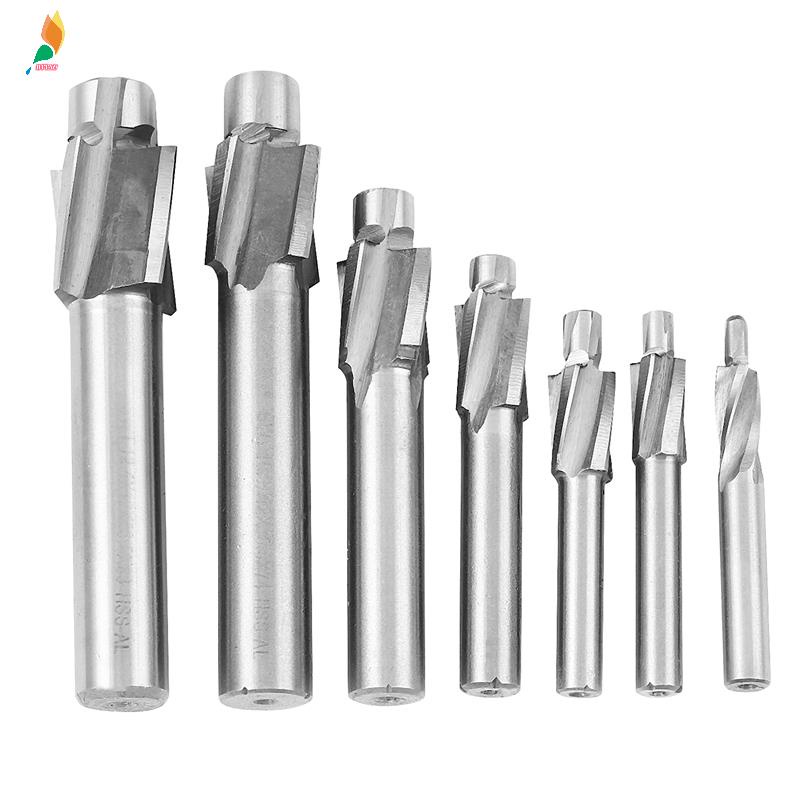 7Pcs Mata Bor Hss M3-M12 Counterbore Milling Cutter Pilot Slotting Tool End Mill Slotting