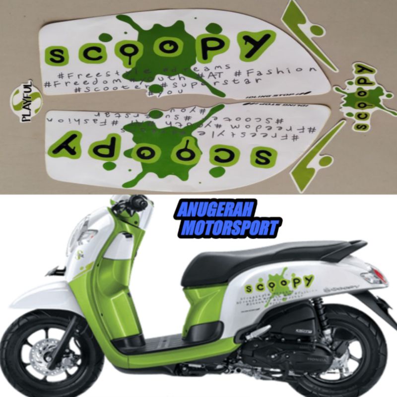 striping / sticker lis Scoopy putih hijau 2017